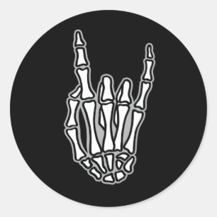 Adesivo Mão esquelética com sinal de rock and roll