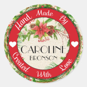 Adesivo Mão Feita Com Vinheta De Natal Com Amor