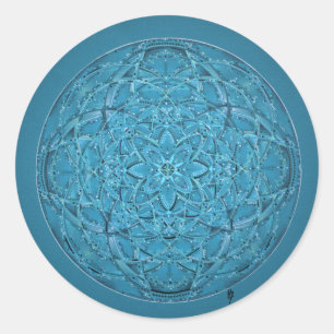 Adesivo Mão feita sob encomenda mandala azul tirada