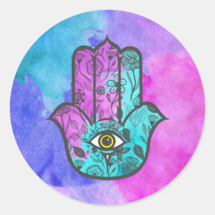 Adesivo Mão feminino de Hamsa do impressão floral da