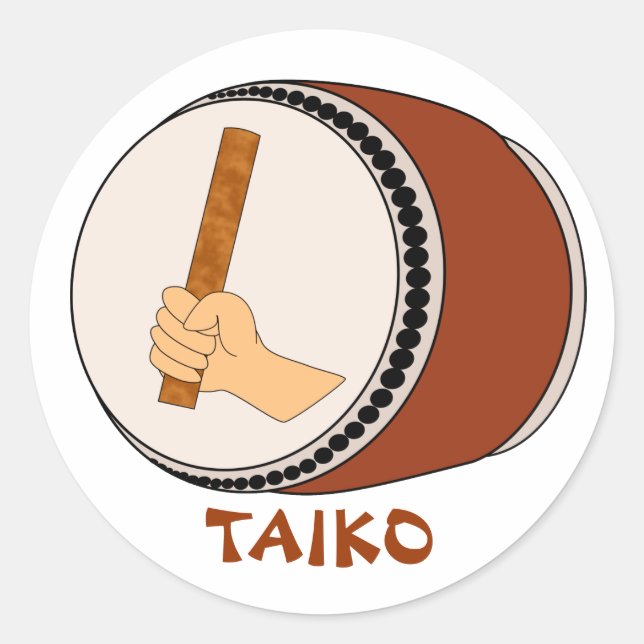 Adesivo Mão Segurando Stick Taiko Drum Japonês (Frente)