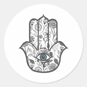Adesivo Mão Simples Desenhada Floral Hamsa