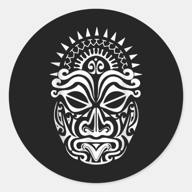 Adesivo Maori Polynésia Tattoo Haka Dance Face Mask Head (Frente)