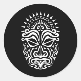 Adesivo Maori Polynésia Tattoo Haka Dance Face Mask Head