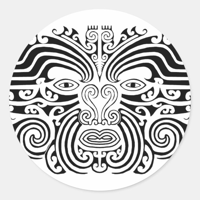 Adesivo Maori Tattoo - Preto e Branco (Frente)
