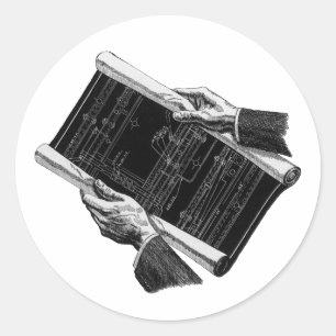 Adesivo Mãos com plantas arquitetônicas azuis vintage de n