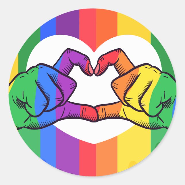 Adesivo Mãos de amor do Orgulho Arco-Íris LGBTQ (Frente)