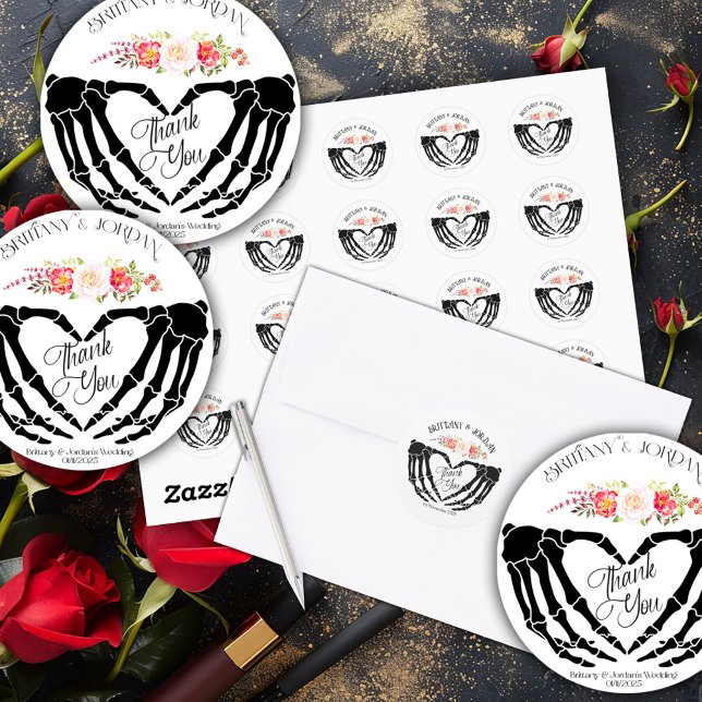 Adesivo Mãos de Esqueleto Light Gothic Casamento (Criador carregado)