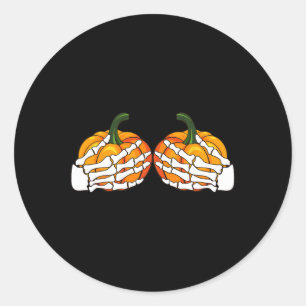 Adesivo Mãos Engraçadas De Esqueleto Agarrando Bra Pumpkin
