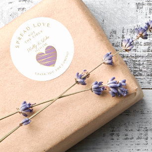 Adesivo Mãos Sanitizer De Casamento Cardíaco Púrpura Perso