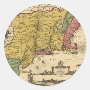 Adesivo Mapa 1685 - Nova Bélgica, O Novo Mundo, Nova Ingl
