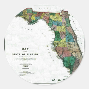 Adesivo Mapa 1856 velho de Florida
