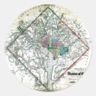 Adesivo Mapa 1862 velho do distrito de Columbia de
