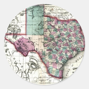 Adesivo Mapa 1866 velho de Texas