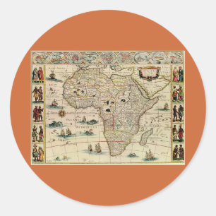 Adesivo Mapa africano de Willem Janszoon Blaeu, na década