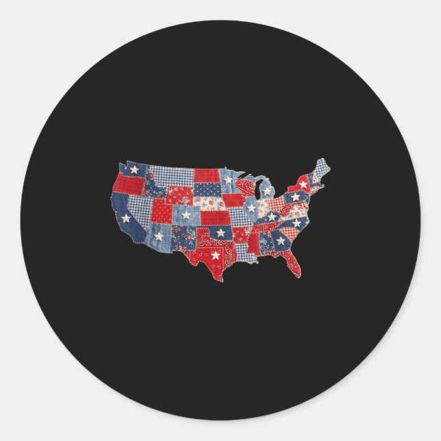 Adesivo Mapa americano patriótico retro patchwork vintage  (Frente)
