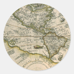 Adesivo Mapa Antigo, 1596, America Sive Novus Orbis