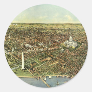 Adesivo Mapa Antigo com Vista Panorâmica de Washington DC