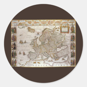 Adesivo Mapa antigo de Europa por Willem Jansz Blaeu,
