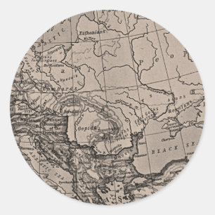 Adesivo Mapa Antigo, Europa - Cinza Preta Marrom