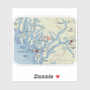 Adesivo Mapa Bella Coola BC Vintage