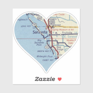 Adesivo Mapa Clássico da Sarasota Flórida