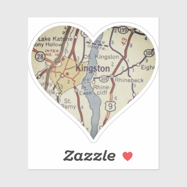 Adesivo Mapa Clássico do Kingston NY (Folha)