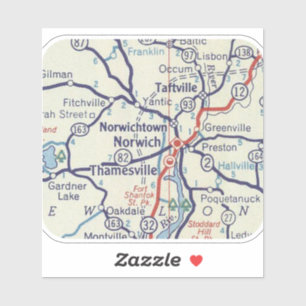 Adesivo Mapa clássico do Norwich CT