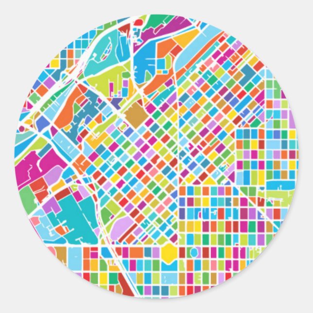 Adesivo Mapa Colorido de Denver (Frente)