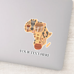 Adesivo Mapa da África com Patrimônio Cultural Africano