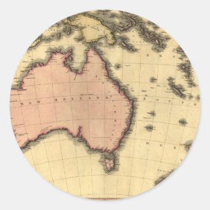 Adesivo Mapa da Australásia de 1818 - Austrália, Nova Zelâ
