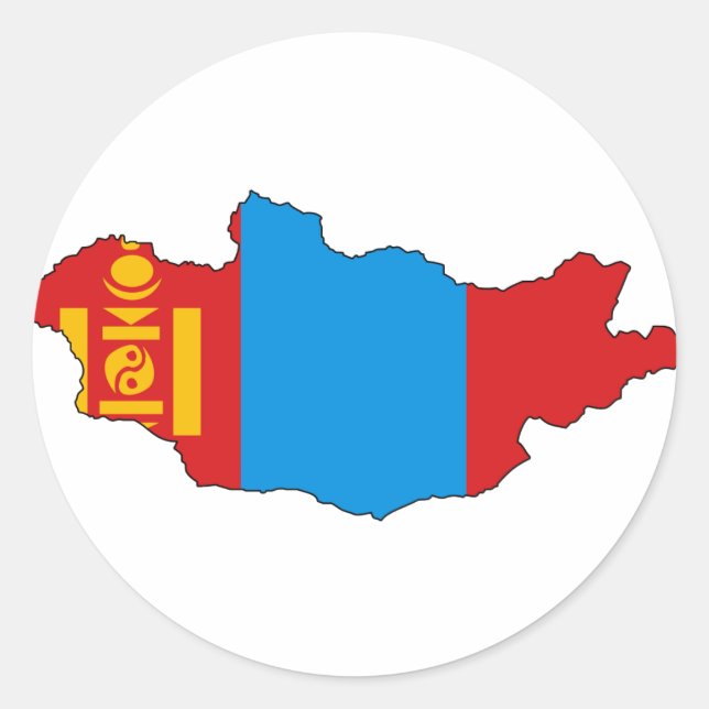Adesivo Mapa da bandeira da Mongólia (Frente)