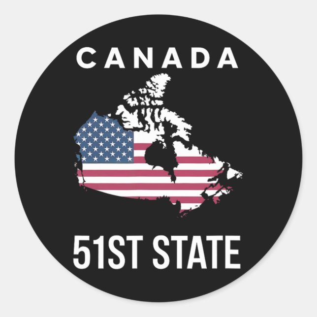 Adesivo Mapa da bandeira dos EUA Canadá 51º Estado (Frente)