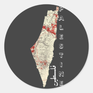 Adesivo mapa da caligrafia arábica da Palestina