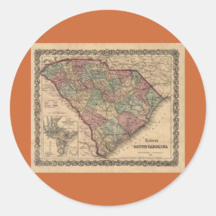 Adesivo Mapa da Carolina do Sul em 1865