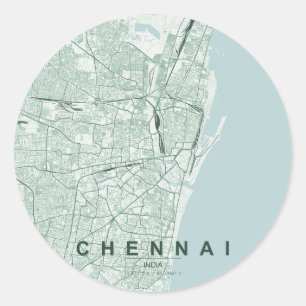 Adesivo Mapa da Cidade de Chennai na Índia com Design Mini