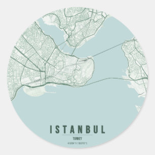 Adesivo Mapa da Cidade de Istambul Turquia Design Minimali