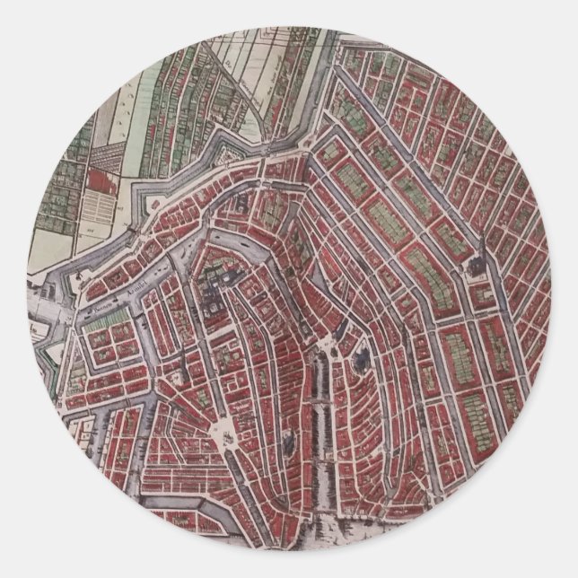 Adesivo Mapa da cidade de réplica de Amsterdã 1652 (Frente)