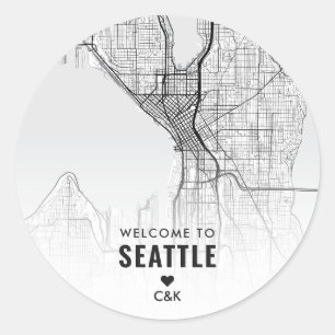 Adesivo Mapa da cidade de Seattle   Boas-vindas
