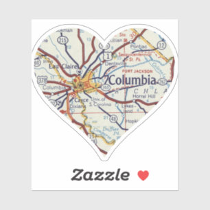 Adesivo Mapa da Columbia SC Vintage