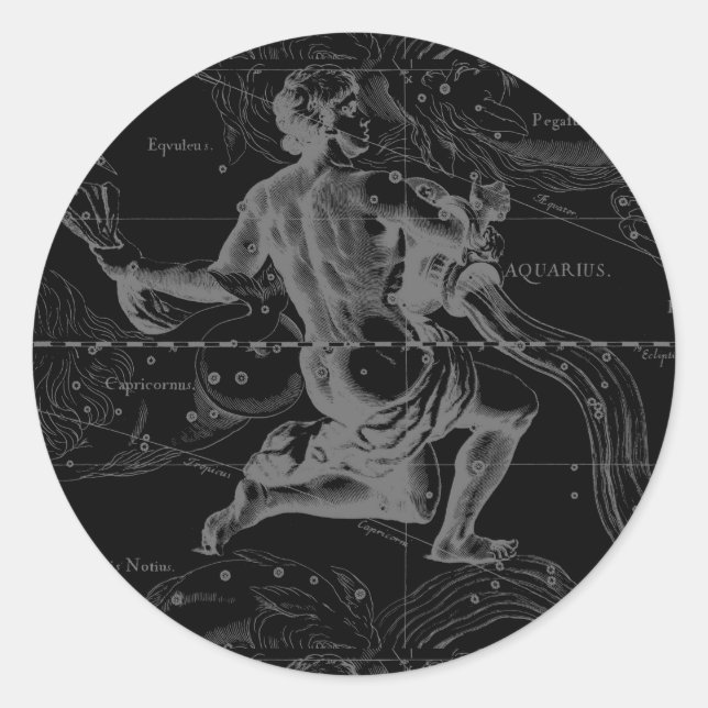 Adesivo Mapa da Constelação de Símbolo Aquário por Heveliu (Frente)