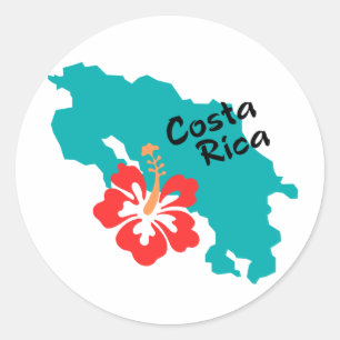 Adesivo Mapa da Costa Rica com hibisco