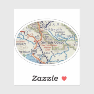 Adesivo Mapa da estrada de San Luis Obispo CA Vintage