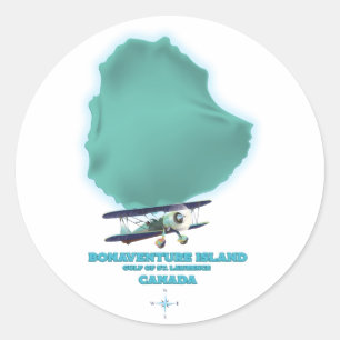 Adesivo Mapa da Ilha Bonaventure Canadá