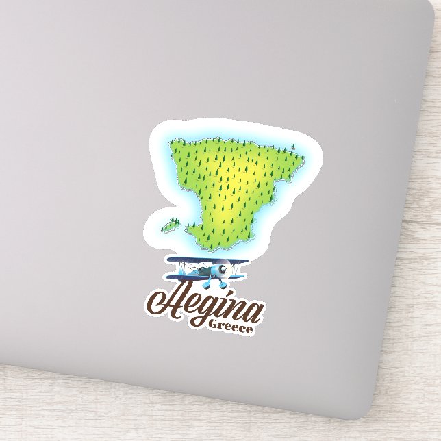 Adesivo mapa da ilha da Grécia Aegina (Detalhe)