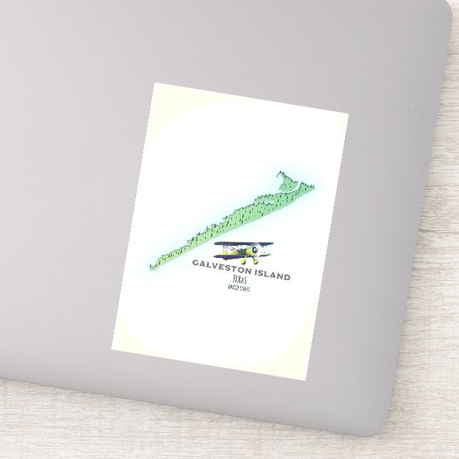 Adesivo Mapa da ilha Galveston Texas USA (Detalhe)