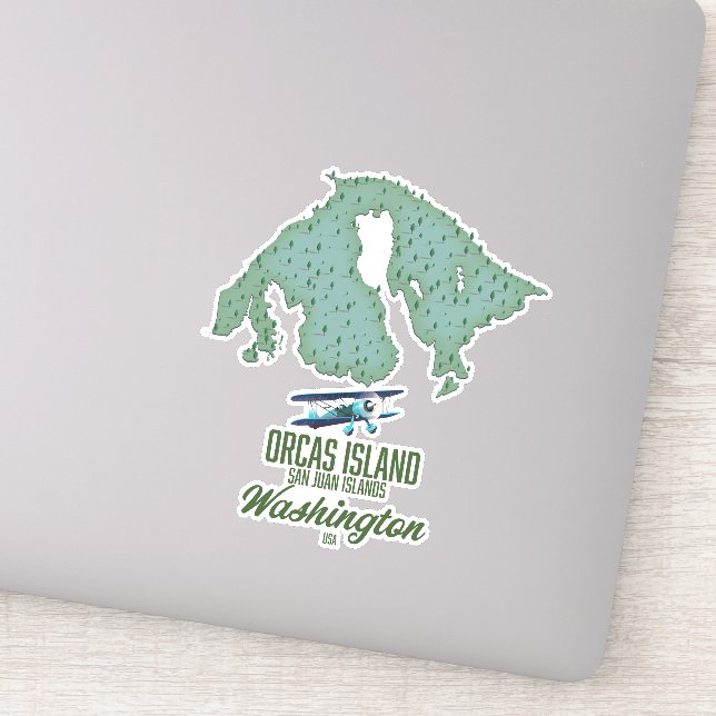 Adesivo Mapa da Ilha Orcas, Washington, EUA (Detalhe)
