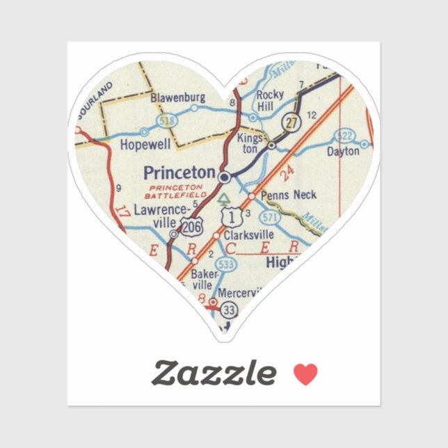 Adesivo Mapa da Imagem do Princeton NJ (Folha)
