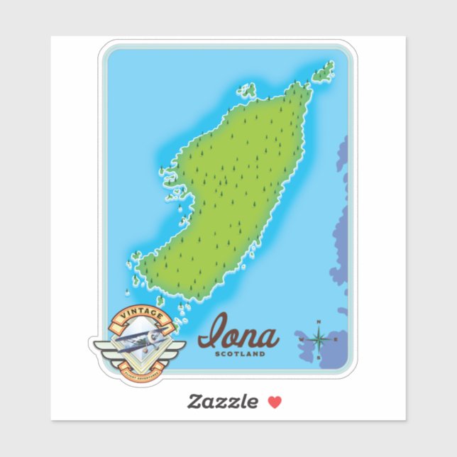 Adesivo Mapa da Iona Escócia (Folha)