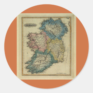 Adesivo Mapa da Irlanda em 1823 por Lucas Fielding Jr
